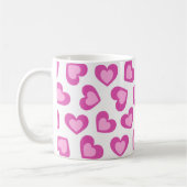 Pattern of Hearts Stylish Modern White Pink Chic  Koffiemok (Links)