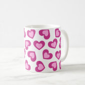 Pattern of Hearts Stylish Modern White Pink Chic  Koffiemok (Voorkant rechts)