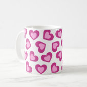 Pattern of Hearts Stylish Modern White Pink Chic  Koffiemok (Voorkant links)