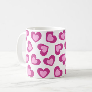 Pattern of Hearts Stylish Modern White Pink Chic  Koffiemok