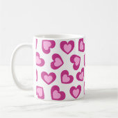 Pattern of Hearts Stylish Modern White Pink Chic  Koffiemok (Links)
