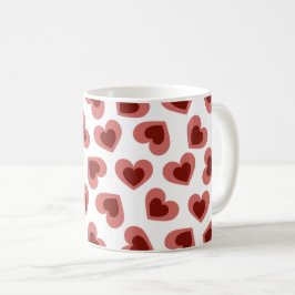 Pattern of Hearts Stylish Modern White Red Chic  Koffiemok