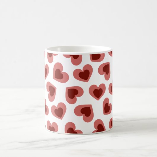Pattern of Hearts Stylish Modern White Red Chic  Koffiemok (Center)