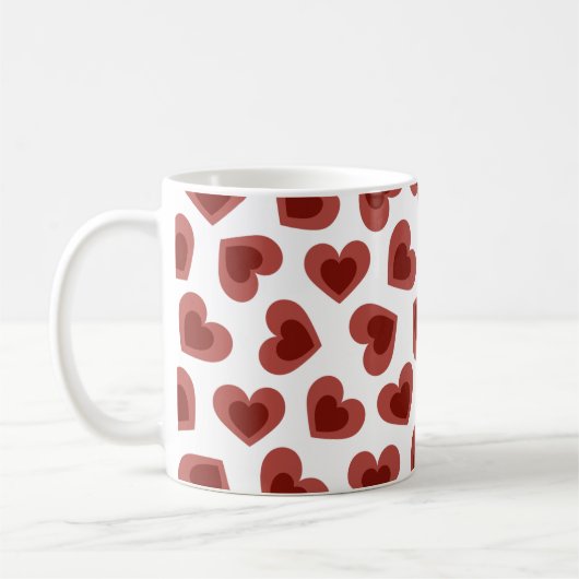 Pattern of Hearts Stylish Modern White Red Chic  Koffiemok (Links)
