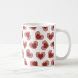 Pattern of Hearts Stylish Modern White Red Chic  Koffiemok
