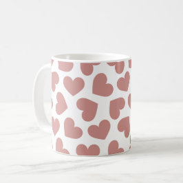 Pattern of Hearts Stylish Modern White Red Chic  Koffiemok