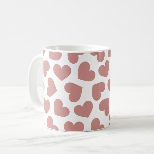 Pattern of Hearts Stylish Modern White Red Chic  Koffiemok (Voorkant links)