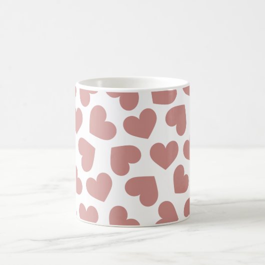 Pattern of Hearts Stylish Modern White Red Chic  Koffiemok (Center)