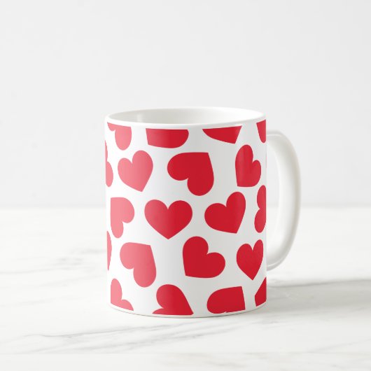 Pattern of Hearts Stylish Modern White Red Chic Koffiemok (Voorkant rechts)