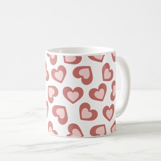 Pattern of Hearts Stylish Modern White Red Chic  Koffiemok (Voorkant rechts)