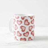 Pattern of Hearts Stylish Modern White Red Chic  Koffiemok (Voorkant links)