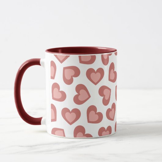 Pattern of Hearts Stylish Modern White Red Chic Mok (Links)