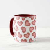 Pattern of Hearts Stylish Modern White Red Chic Mok (Voorkant links)