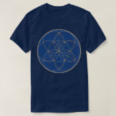 Pattern of Seed of Life and Merkaba Cobalt Blue T-shirt (Design voorkant)