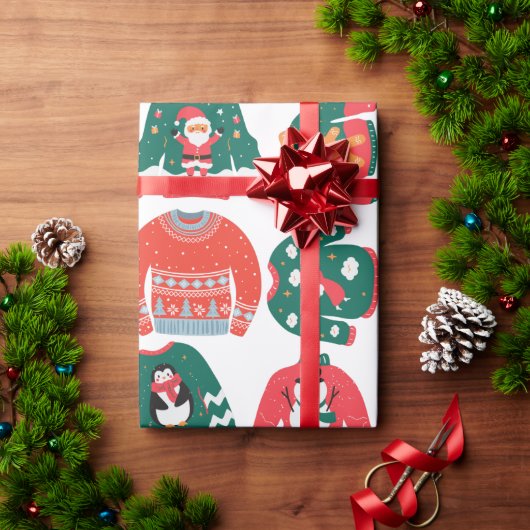 Pattern of Winter sweater schattige Xmas red and g Cadeaupapier (Feestdagen Geschenken)