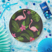 Pattern Peacock roze met ventilator Papieren Bordje (Feest)