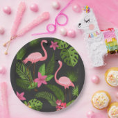 Pattern Peacock roze met ventilator Papieren Bordje (Feest)