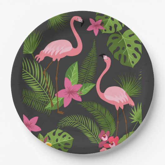 Pattern Peacock roze met ventilator Papieren Bordje (Voorkant)