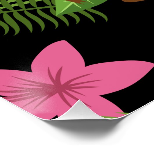 Pattern Peacock roze met ventilator Perfect Poster (Hoek)