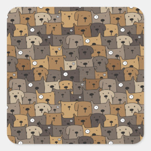Pattern Pets Cute Dogs Lover Vierkante Sticker