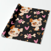 Pattern Pets Cute Funny Puppy Lover Cadeaupapier (Uitgerold)