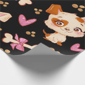 Pattern Pets Cute Funny Puppy Lover Cadeaupapier (Hoek)