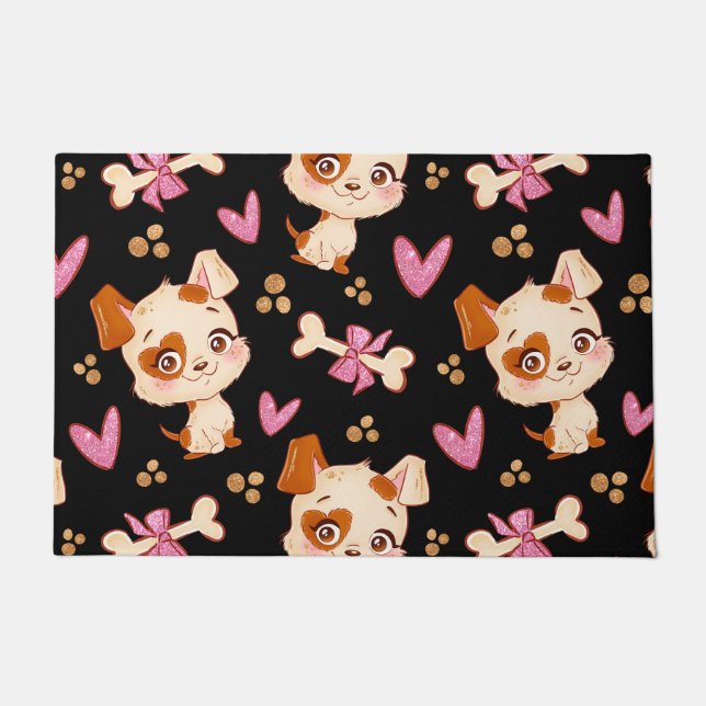 Pattern Pets Cute Funny Puppy Lover Deurmat (Voorkant)