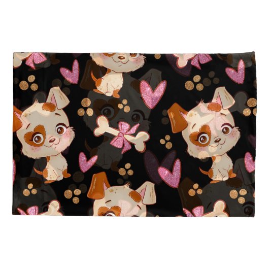 Pattern Pets Cute Funny Puppy Lover Kussensloop (Achterkant-Links)