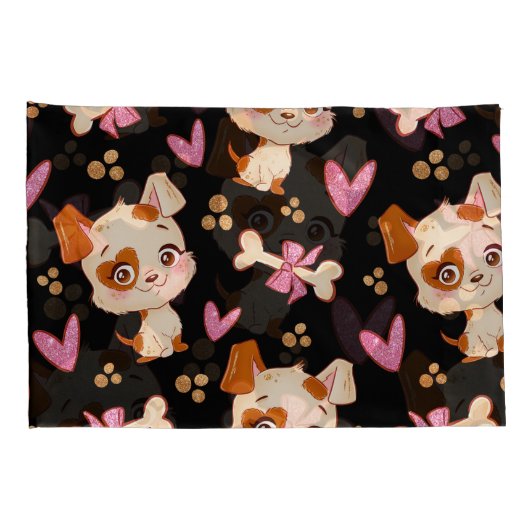 Pattern Pets Cute Funny Puppy Lover Kussensloop (Achterkant-Rechts)