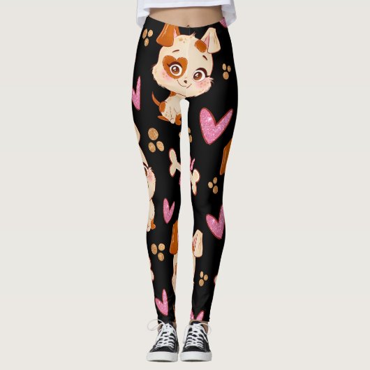 Pattern Pets Cute Funny Puppy Lover Leggings (Voorkant)