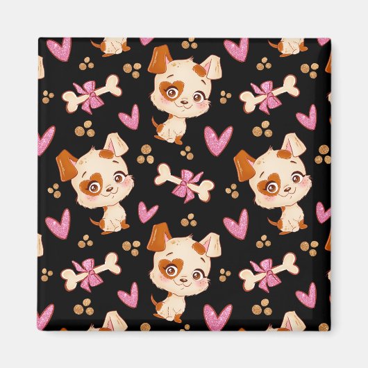 Pattern Pets Cute Funny Puppy Lover Magneet (Voorkant)