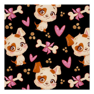 Pattern Pets Cute Funny Puppy Lover Perfect Poster