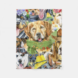 Pattern Pets Dogs Animals Lover Fleece Deken