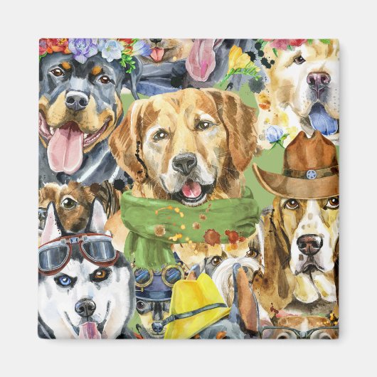 Pattern Pets Dogs Animals Lover Magneet (Voorkant)