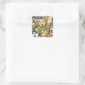 Pattern Pets Dogs Animals Lover Vierkante Sticker (Tas)