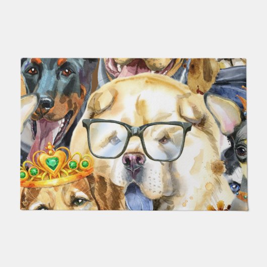 Pattern Pets Dogs Dierenvrienden Deurmat (Voorkant)