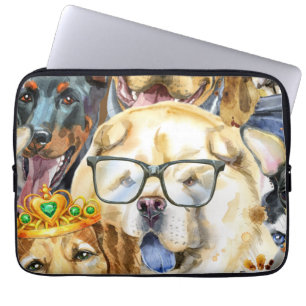 Pattern Pets Dogs Dierenvrienden Laptop Sleeve