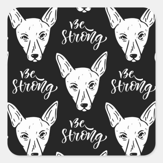 Pattern Pets Strong Dogs Lover Vierkante Sticker (Voorkant)