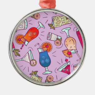 Pattern real cocktails and long drinks metalen ornament