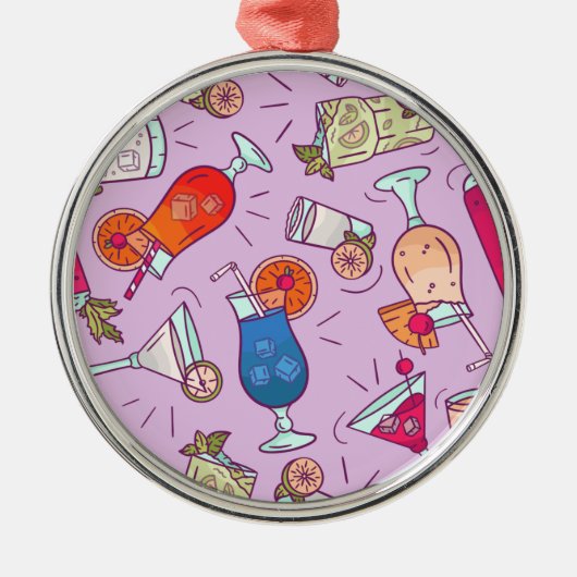 Pattern real cocktails and long drinks metalen ornament (Voorkant)