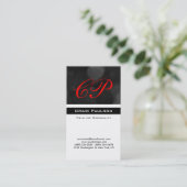 Pattern Red Black White Monogram Visitekaartje (Staand voorkant)