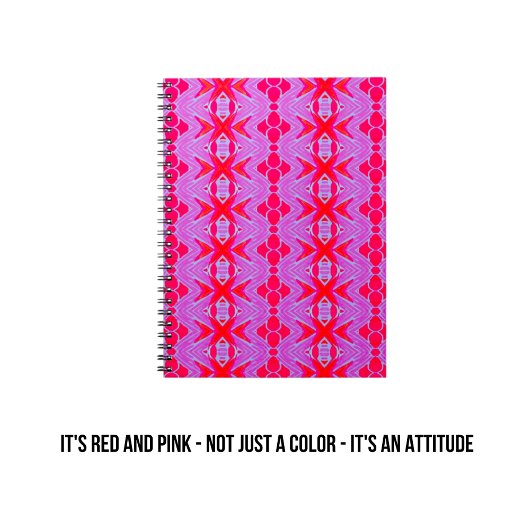 Pattern Red en Pink Art Nouveau Notitieboek