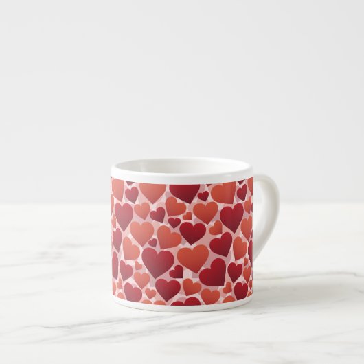 Pattern red Hearts Love Romance Valentijnsdag Espresso Kop (Voorkant rechts)