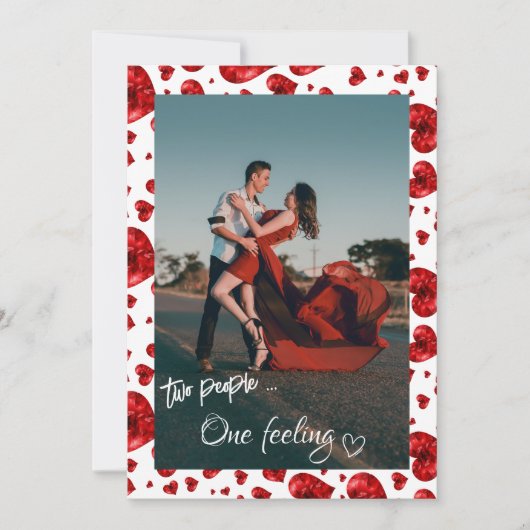 Pattern Red Hearts Valentijns Foto Holiday Kaart (Voorkant)