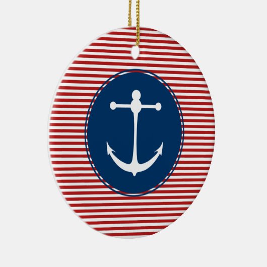 Pattern Red Yacht Club Keramisch Ornament (Rechts)