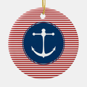 Pattern Red Yacht Club Keramisch Ornament