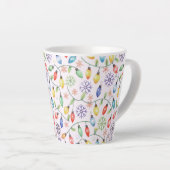 Pattern Retro Christmas Lights Latte Mok (Rechterhoek)
