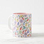 Pattern Retro Christmas Lights Tweekleurige Koffiemok (Voorkant links)