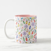 Pattern Retro Christmas Lights Tweekleurige Koffiemok (Links)