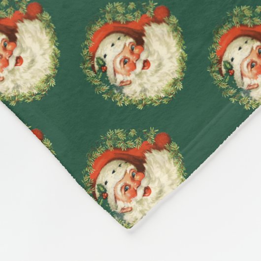 Pattern Santa Claus Pine Wreath Fleece Deken (Hoek)